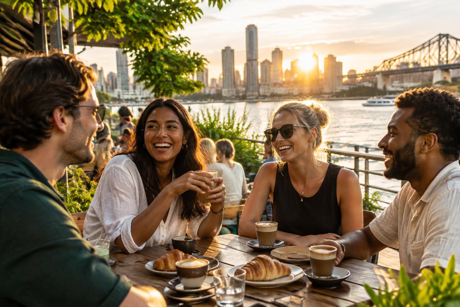 Friends sharing a café moment